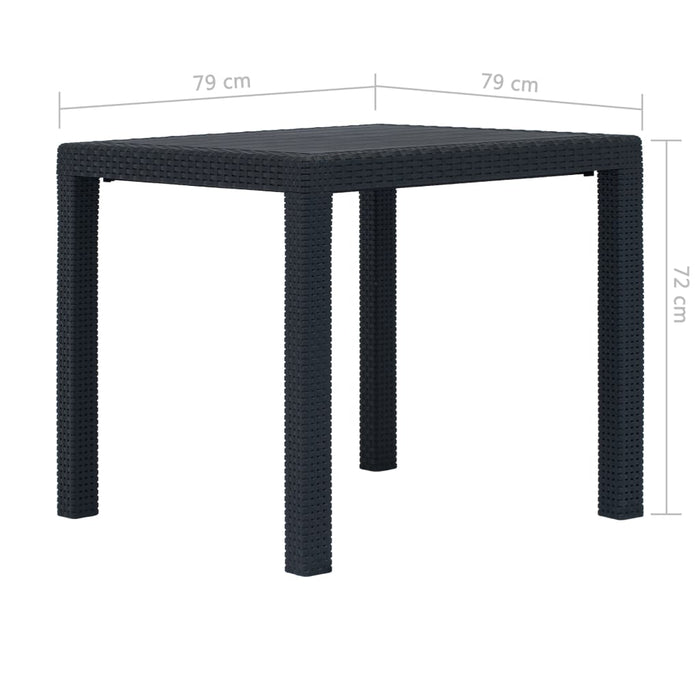 VXL Anthracite Gray Rattan Look Plastic Garden Table 79X79X72 Cm