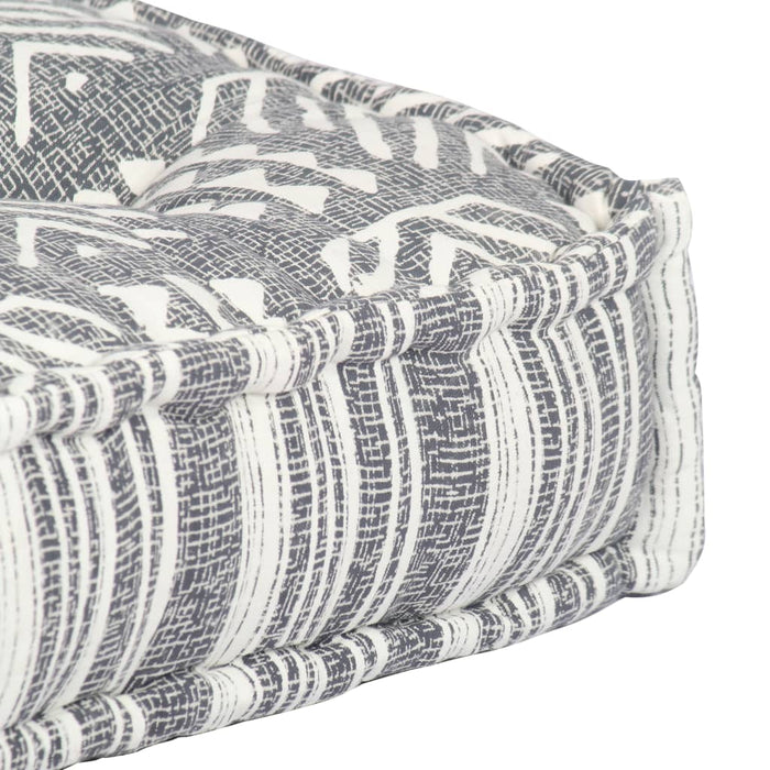 VXL Gray Striped Fabric Pouf