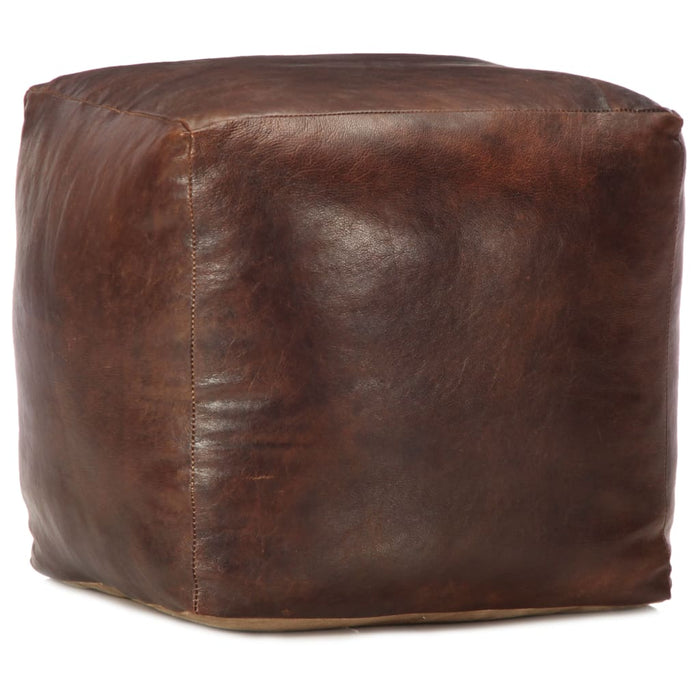VXL Pouf dark brown 40x40x40 cm genuine goat leather