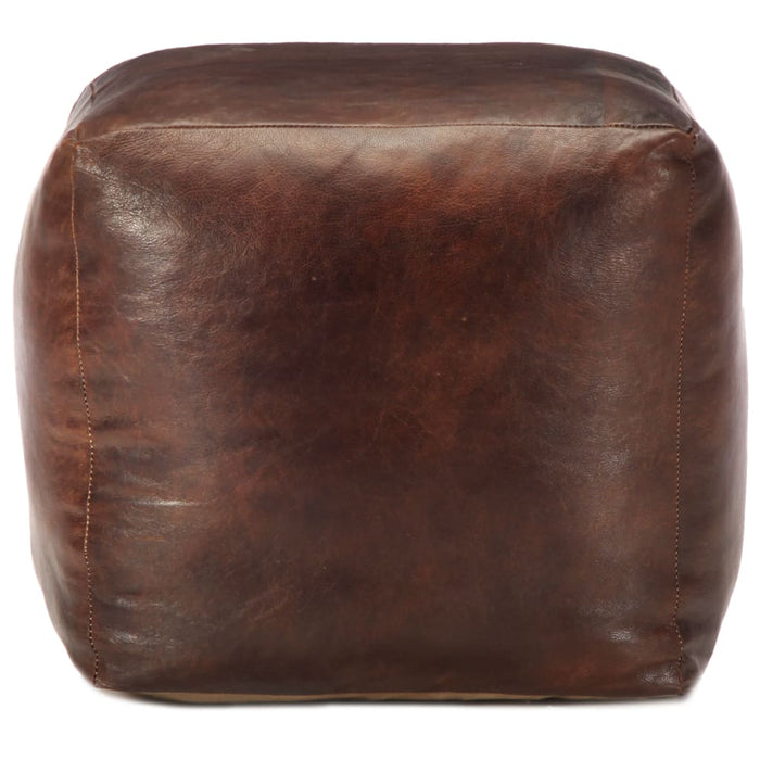 VXL Pouf dark brown 40x40x40 cm genuine goat leather