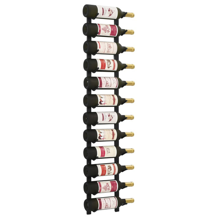 VXL Wall-mounted wine rack for 12 bottles, black iron