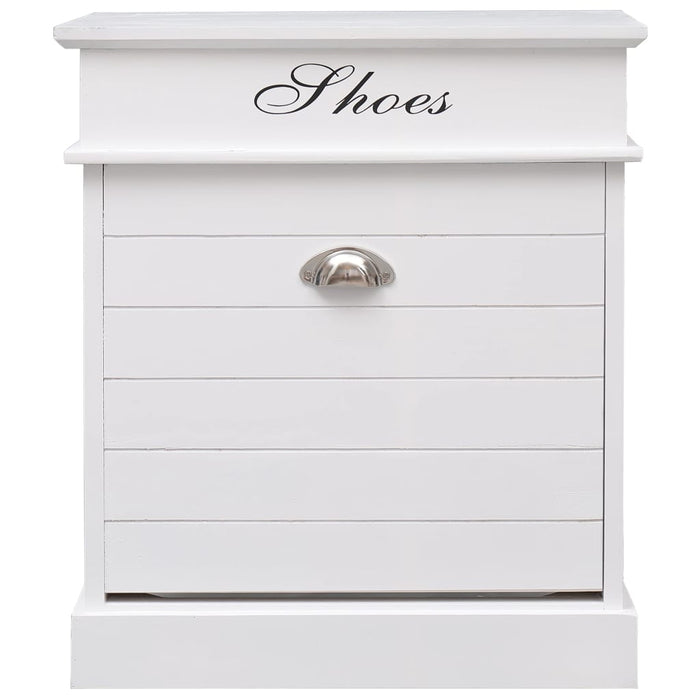 VXL White Paulownia wood shoe rack cabinet 50x28x58 cm