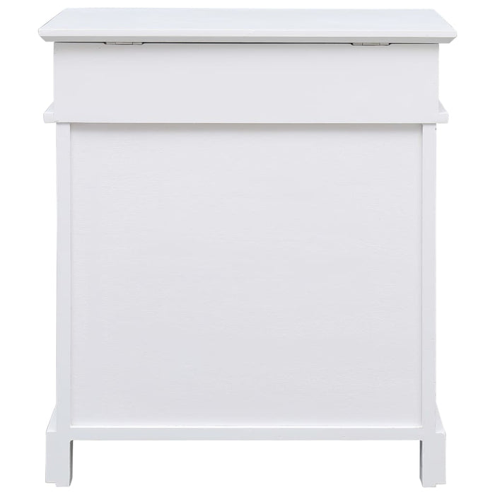 VXL White Paulownia wood shoe rack cabinet 50x28x58 cm