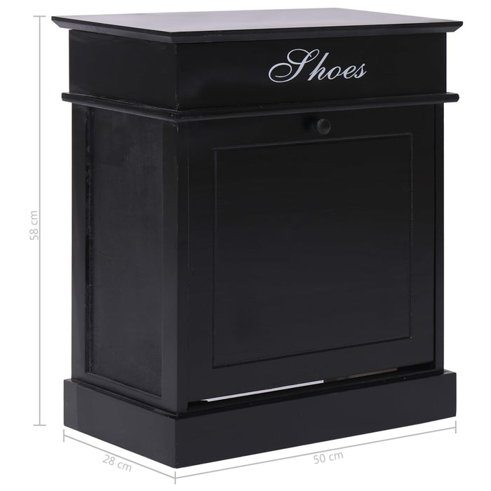 VXL Black Paulownia wood shoe rack cabinet 50x28x58 cm
