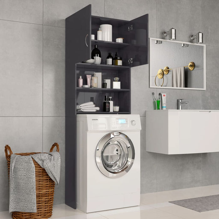 VXL Glossy Gray Washing Machine Cabinet 64X25.5X190 Cm