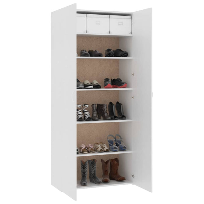 VXL White chipboard shoe cabinet 80x35.5x180 cm