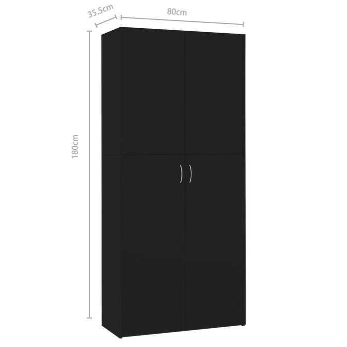 VXL Mueble zapatero de aglomerado negro 80x35,5x180 cm