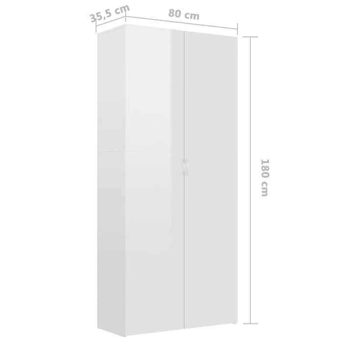 VXL Mueble zapatero de aglomerado blanco brillante 80x35,5x180 cm