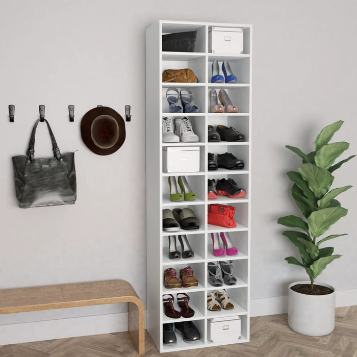 VXL White chipboard shoe cabinet 54x34x183 cm
