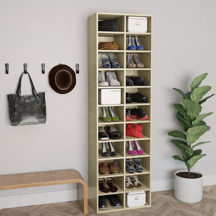 VXL Sonoma oak-colored chipboard shoe cabinet 54x34x183 cm