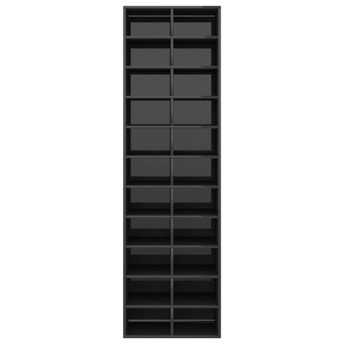 VXL Glossy black chipboard shoe cabinet 54x34x183 cm