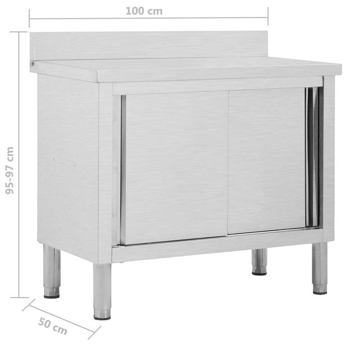 VXL Sliding doors stainless steel work table 100x50x(95-97)