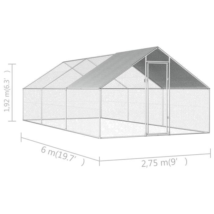VXL Galvanized steel outdoor chicken coop cage 2.75x6x1.92 m