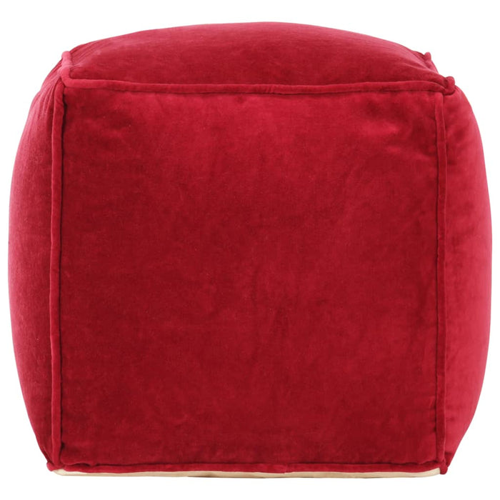 VXL Ruby Red Cotton Velvet Pouf 40x40x40 cm
