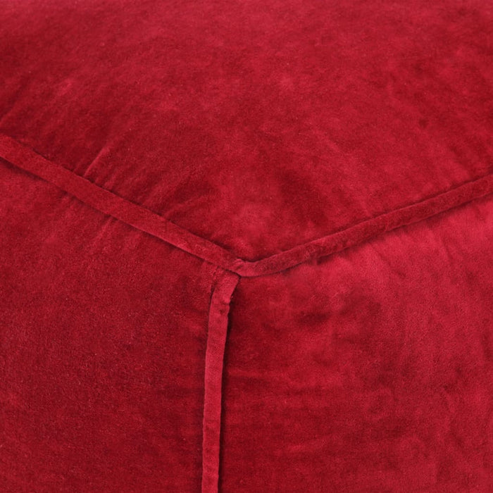 VXL Puf de terciopelo de algodón rojo rubí 40x40x40 cm