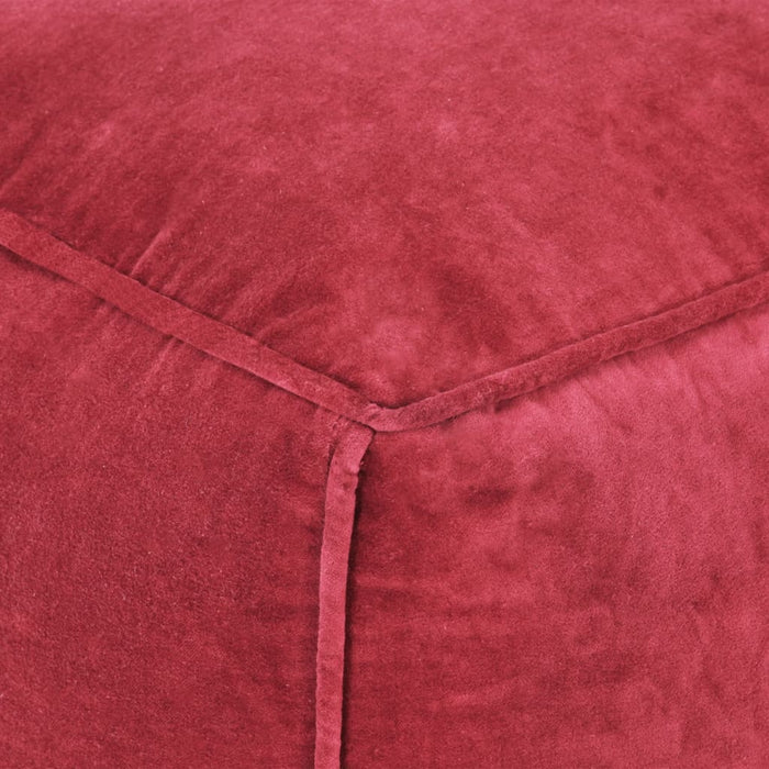 VXL Red Cotton Velvet Pouf 40x40x40 cm