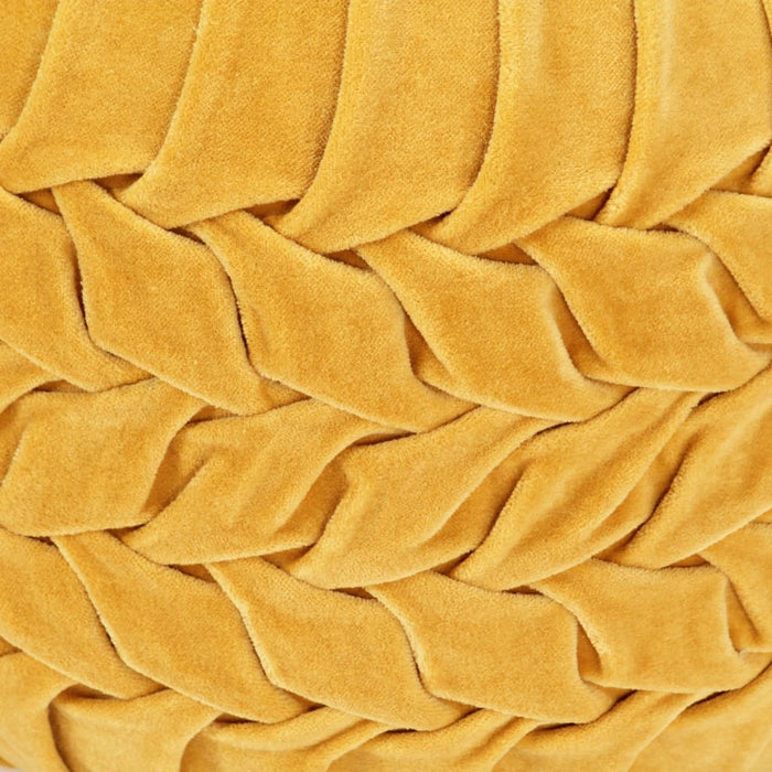 VXL Cotton Velvet Pouf Yellow Robe Design 40x30 cm
