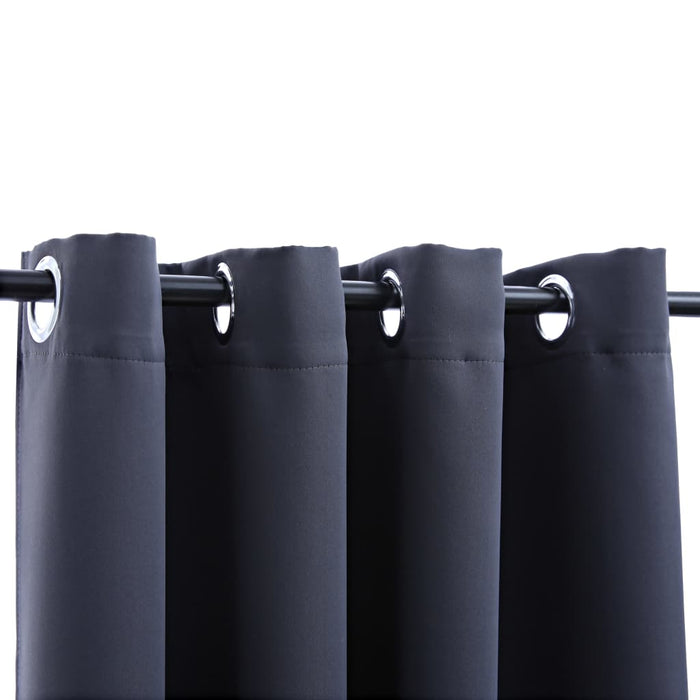 VXL Blackout Curtains With Metal Rings 2 Pcs Anthracite 140X245 Cm