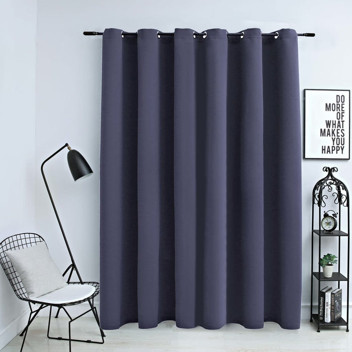 VXL Blackout Curtain with Metal Rings Anthracite Gray 290X245 Cm