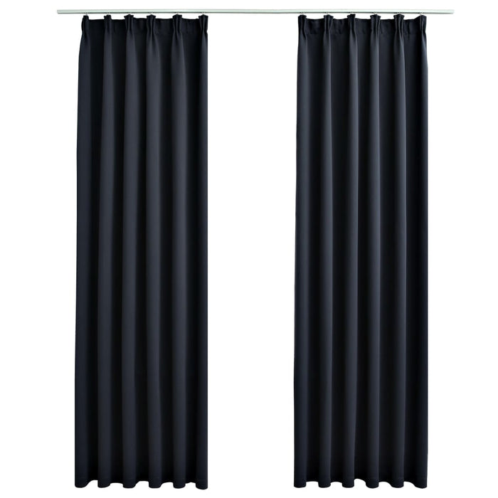 VXL Blackout Curtains With Hooks 2 Pieces Anthracite Gray 140X245 Cm