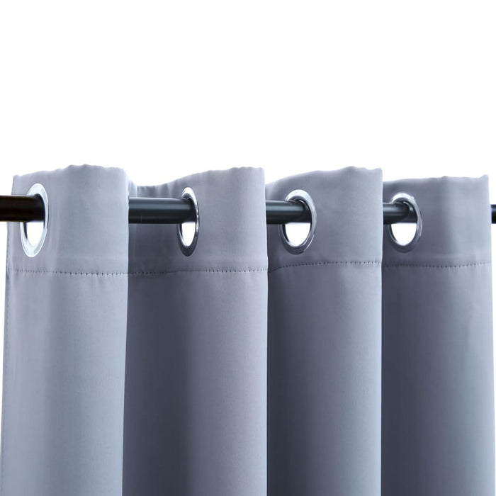VXL Blackout Curtains with Metal Rings 2 Pieces Gray 140X245 Cm
