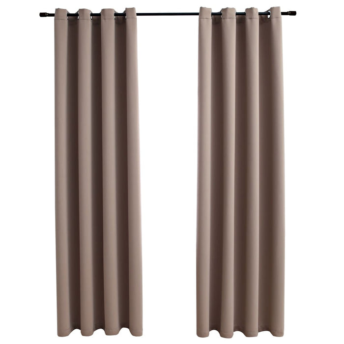 VXL Blackout Curtains with Metal Rings 2 Pcs Taupe 140X245 Cm