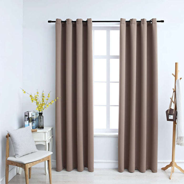 VXL Blackout Curtains with Metal Rings 2 Pcs Taupe 140X245 Cm