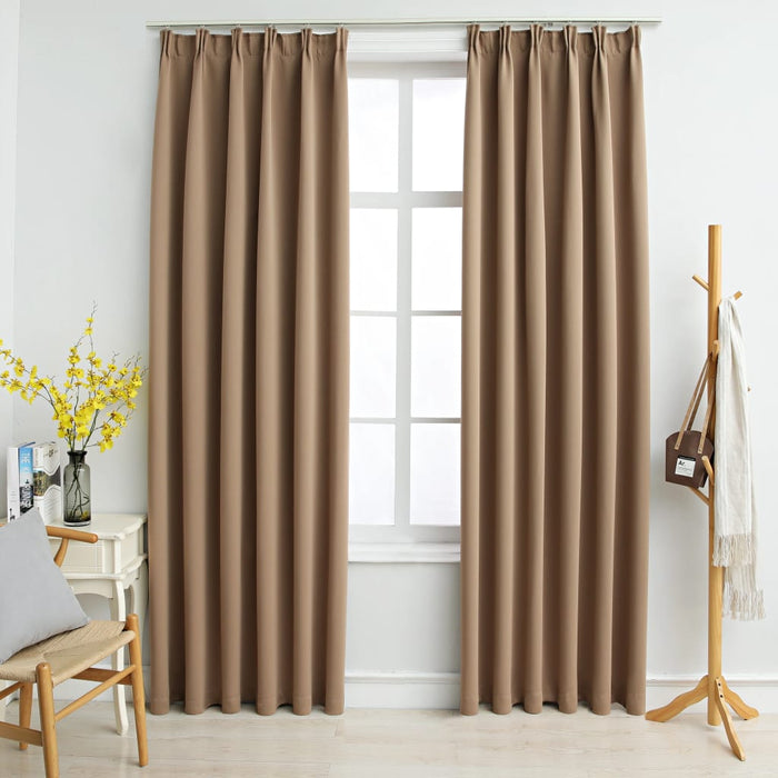 VXL Blackout Curtains With Hooks 2 Pieces Taupe 140X245 Cm
