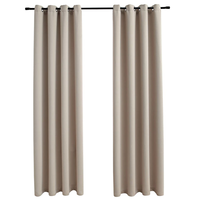VXL Blackout Curtains with Metal Rings 2 Pieces Beige 140X245 Cm