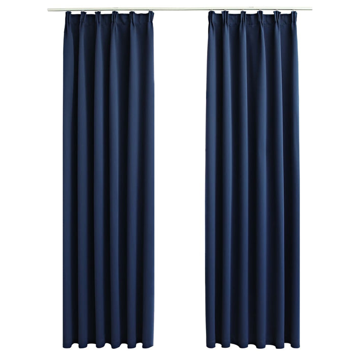 VXL Blackout Curtains With Hooks 2 Pieces Blue 140X225 Cm