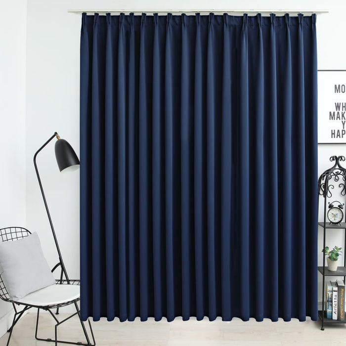 VXL Blackout Curtain With Hooks Blue 290X245 Cm