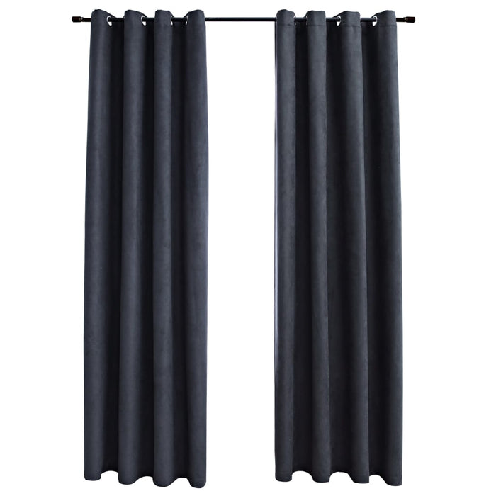 VXL Blackout Curtains with Metal Rings 2 Pieces Anthracite 140X175 Cm