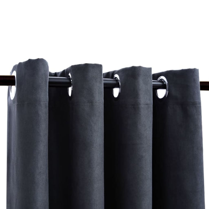VXL Blackout Curtains with Metal Rings 2 Pieces Anthracite 140X175 Cm