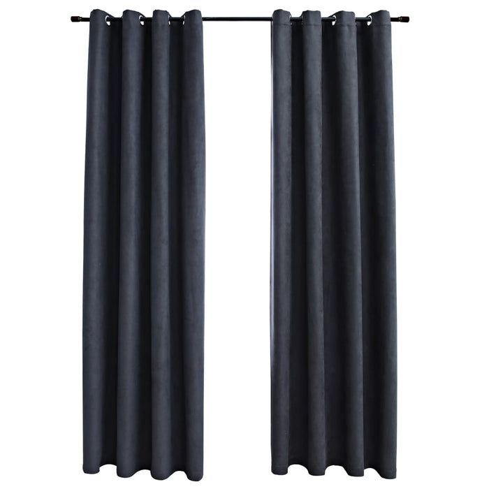 VXL Blackout Curtains with Metal Rings 2 Pieces Anthracite 140X245 Cm