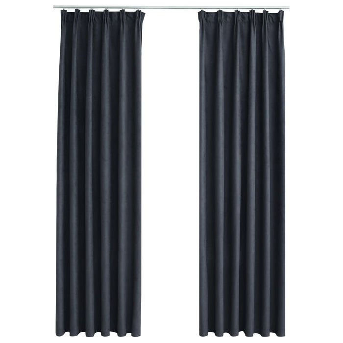 VXL Blackout Curtains With Hooks 2 Pieces Anthracite Gray 140X255 Cm