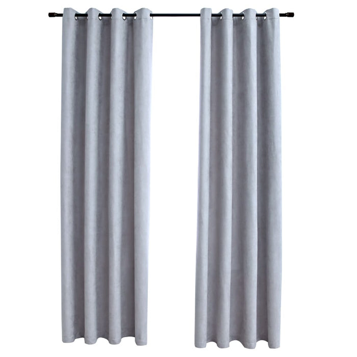 VXL Blackout Curtains With Metal Rings 2 Pcs Gray 140X175 Cm