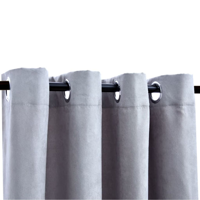 VXL Blackout Curtains With Metal Rings 2 Pcs Gray 140X175 Cm