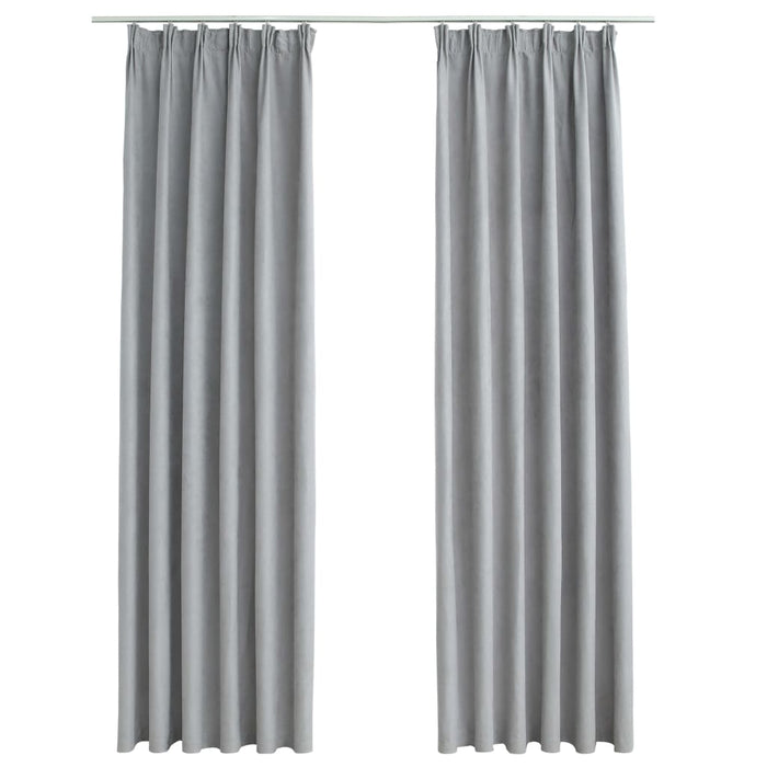 VXL Blackout Curtains With Hooks 2 Pieces Gray 140X225 Cm