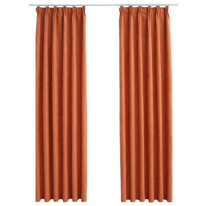 VXL Blackout Curtains With Hooks 2 Pieces Rust Color 140X225 Cm