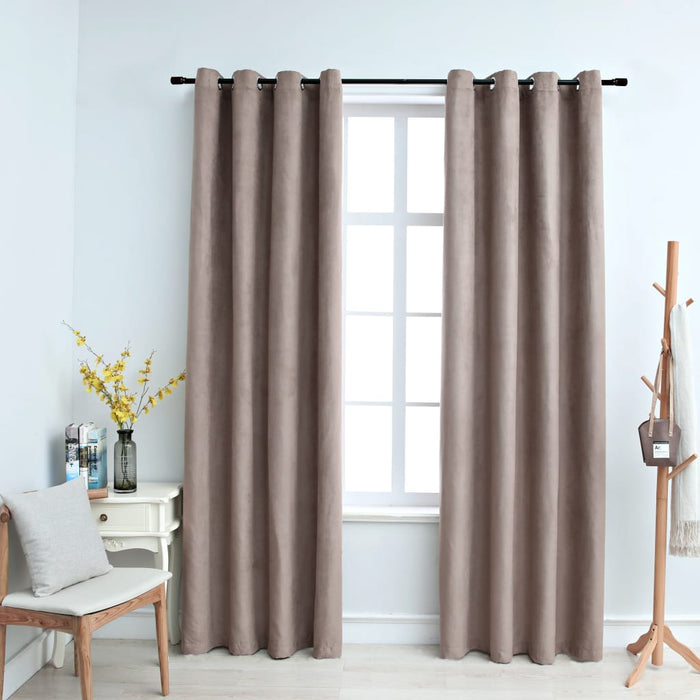 VXL Blackout Curtains with Metal Rings 2 Pieces Taupe 140X225 Cm