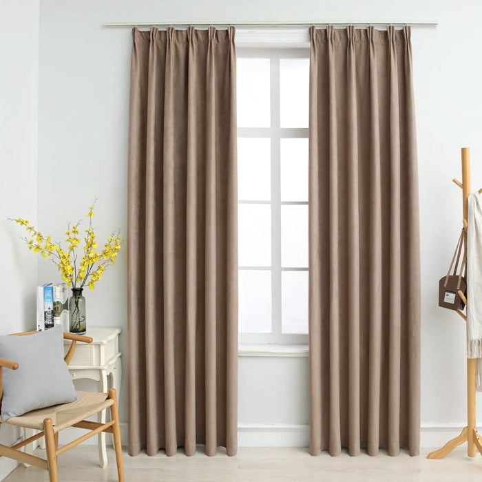 VXL Blackout Curtains With Hooks 2 Pieces Taupe 140X175 Cm