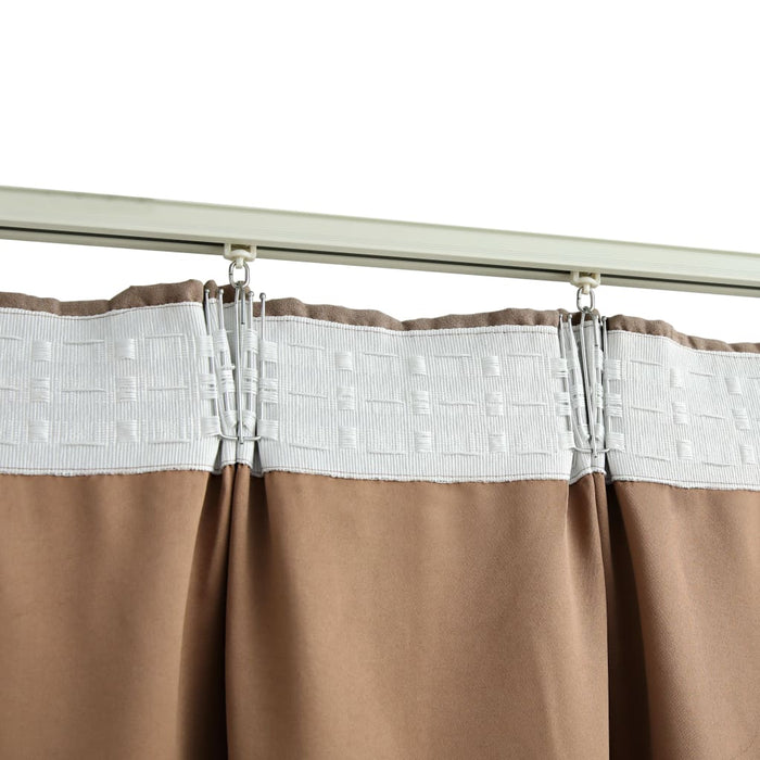 VXL Blackout Curtains With Hooks 2 Pieces Taupe 140X225 Cm