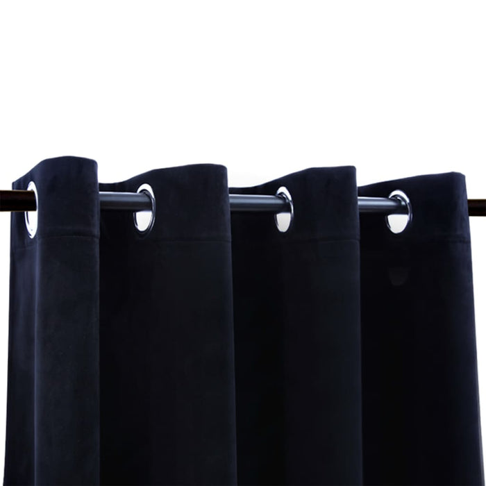 VXL Blackout Curtains With Rings 2 Pieces Black Velvet 140X175 Cm