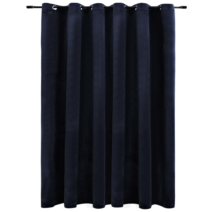 VXL Blackout Curtain with Metal Rings Black Velvet 290X245 Cm
