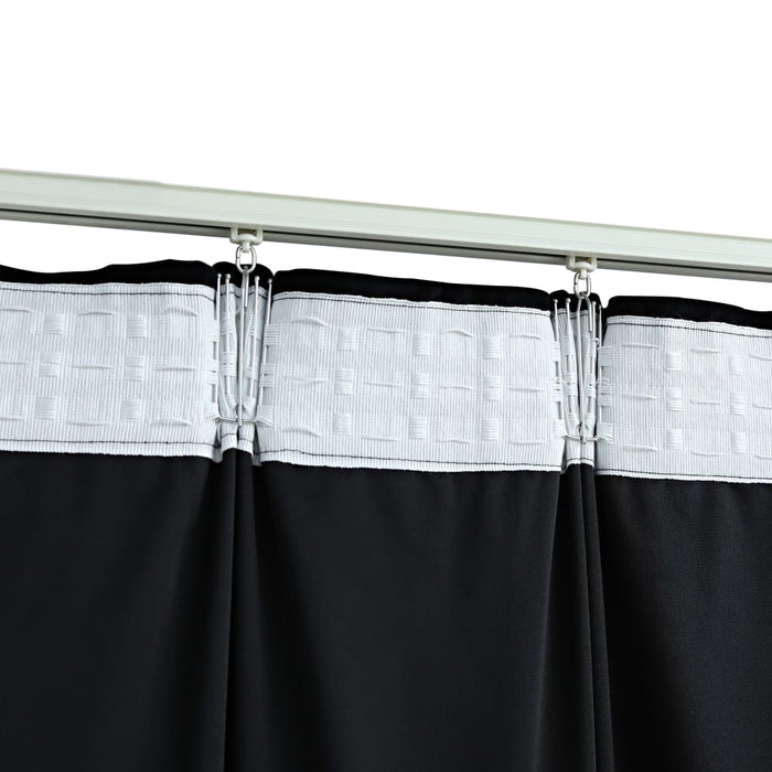 VXL Blackout Curtains With Hooks 2 Pieces Black Velvet 140X175 Cm