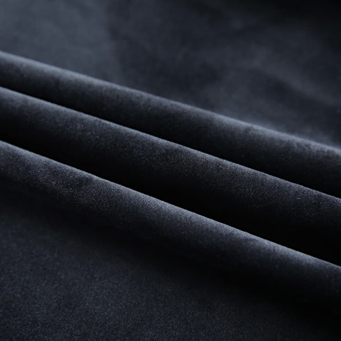 VXL Blackout Curtains With Hooks 2 Pcs Black Velvet 140X245 Cm