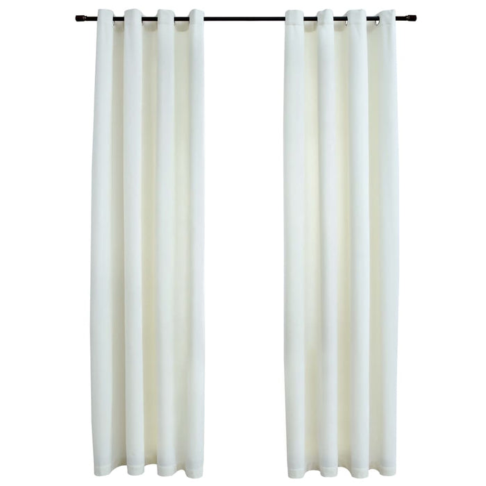 VXL Blackout Curtains With Rings 2 Pcs Cream Velvet 140X225 Cm