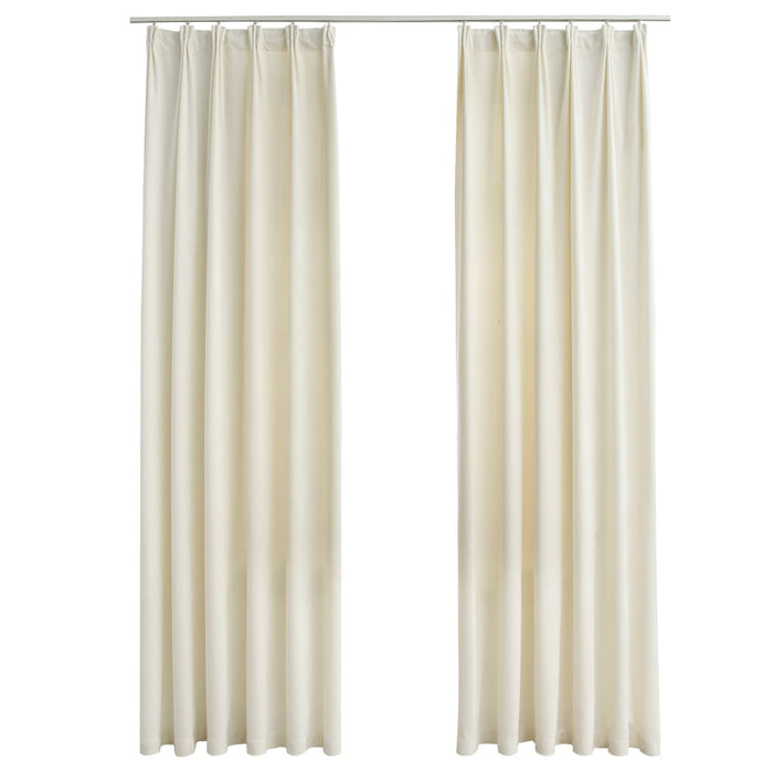 VXL Blackout Curtains With Hooks 2 Pcs Cream Velvet 140X245 Cm
