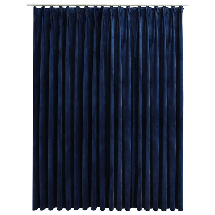 VXL Blackout Curtain With Hooks Dark Blue Velvet 290X245 Cm