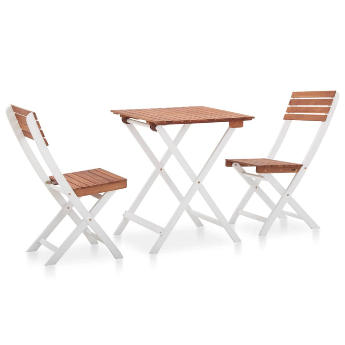VXL Garden Furniture Set 3 Pieces Solid Acacia Wood Brown and White